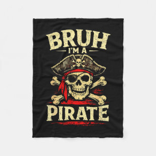 Couverture Polaire Bruh un pirate crâne cache-œil croix os chapeau