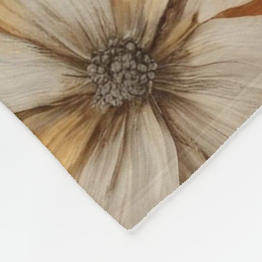 Couverture Polaire Brûlé Orange Beige Gris Ferme Floral Petit (Coin)