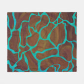 Couverture Polaire Brun de girafe et copie turquoise (Devant (Horizontal))