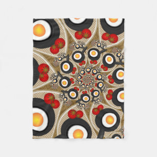Couverture Polaire Brunch Fractal Art Drôle Nourriture, Tomates, Oeuf