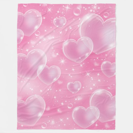 Couverture Polaire Bubble rose Coeurs mignonne Girly 90's Style (Devant)