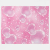 Couverture Polaire Bubble rose Coeurs mignonne Girly 90's Style (Devant (Horizontal))