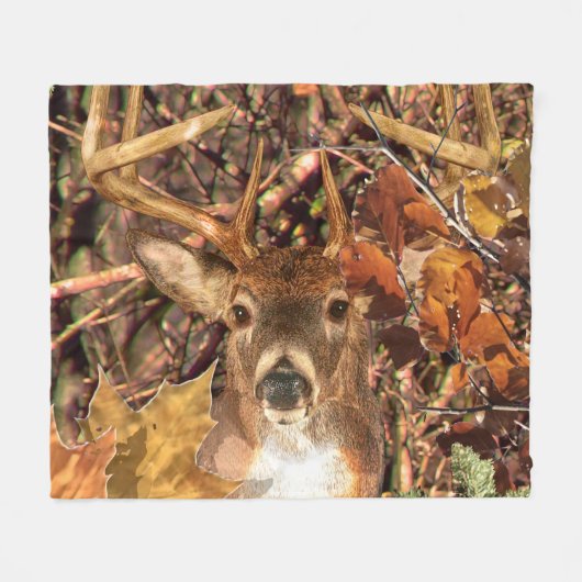 Couverture Polaire Buck Camouflage Cerf à queue blanche (Devant (Horizontal))