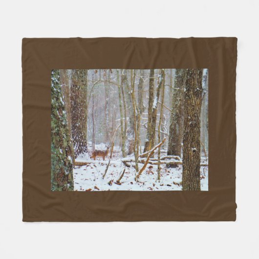 Couverture Polaire Buck Deer dans la tempête de neige (Devant (Horizontal))
