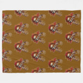 Couverture Polaire Buck Deer entouré de feuilles d'automne (Devant (Horizontal))
