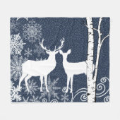 Couverture Polaire Buck et Doe Deer Birch Forest Blanket (Devant (Horizontal))