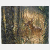 Couverture Polaire Buck N Doe Deer Dans La Haute Herbe (Devant (Horizontal))