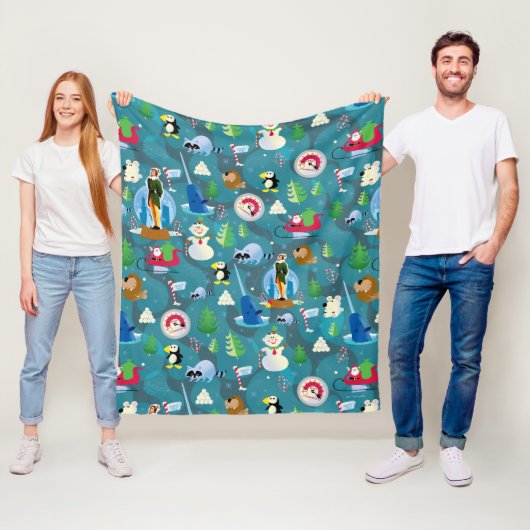 Couverture Polaire Buddy l'elfe et personnages Motif Turquoise (En situation)