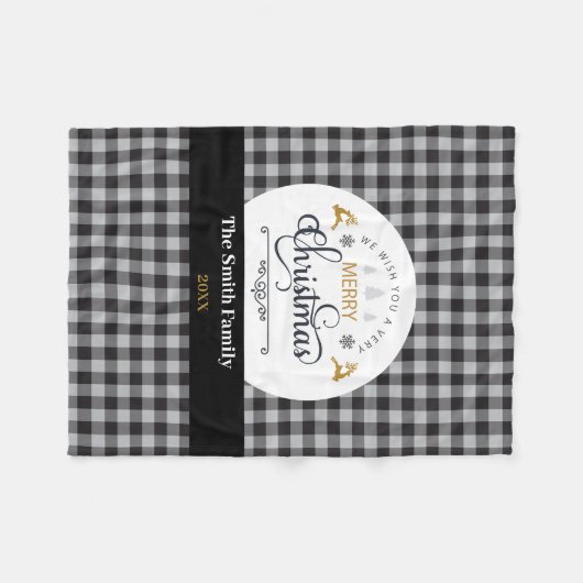 Couverture Polaire Buffalo classique Chèque Joyeux Noël (Devant (Horizontal))