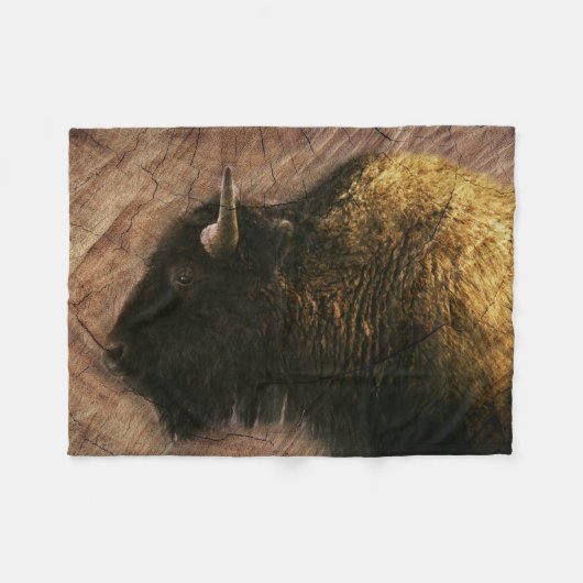 Couverture Polaire Buffalo de bison de bois (Devant (Horizontal))