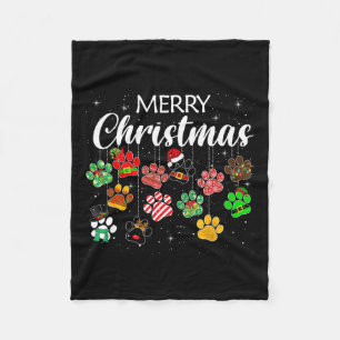Couverture Polaire Buffalo, Empreinte de patte de chien de Noël, a la