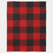 Couverture Polaire Buffalo noir et rouge À damiers Carrés (Devant)