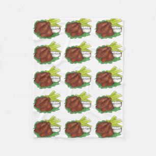 Couverture Polaire Buffalo NY BBQ Hot Chicken Wings Celery Foody