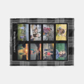 Couverture Polaire Buffalo plaid famille photo collage nom monogramme (Devant (Horizontal))