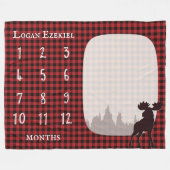 Couverture Polaire Buffalo Plaid Moose Lumberjack Baby Milestone (Devant (Horizontal))