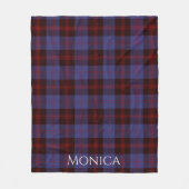 Couverture Polaire Buffalo plaid navy blue red monogram name (Devant)