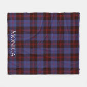 Couverture Polaire Buffalo plaid navy blue red monogram name (Devant (Horizontal))
