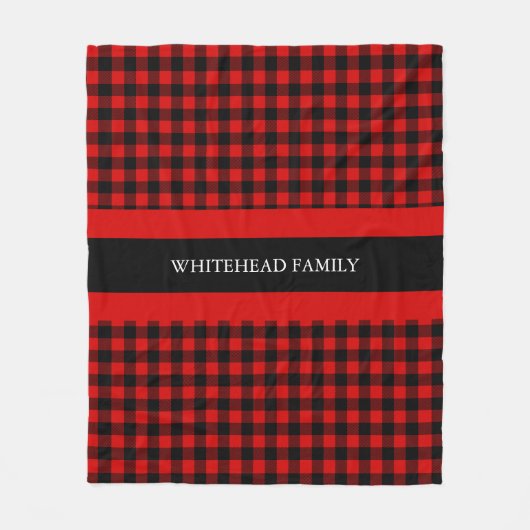 Couverture Polaire Buffalo Plaid Red Black Classic Name (Devant)