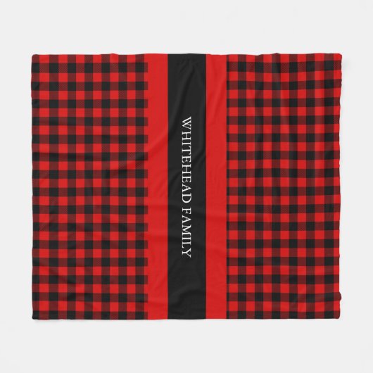 Couverture Polaire Buffalo Plaid Red Black Classic Name (Devant (Horizontal))