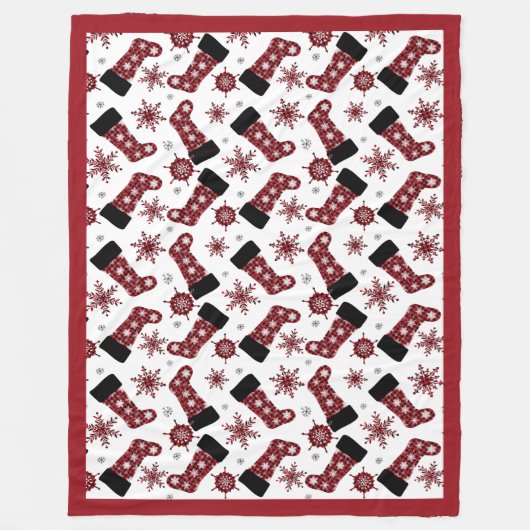 Couverture Polaire Buffalo rustique Plaid Stocker Snowflakes Noël (Devant)