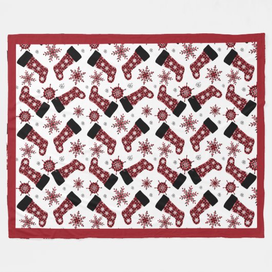 Couverture Polaire Buffalo rustique Plaid Stocker Snowflakes Noël (Devant (Horizontal))