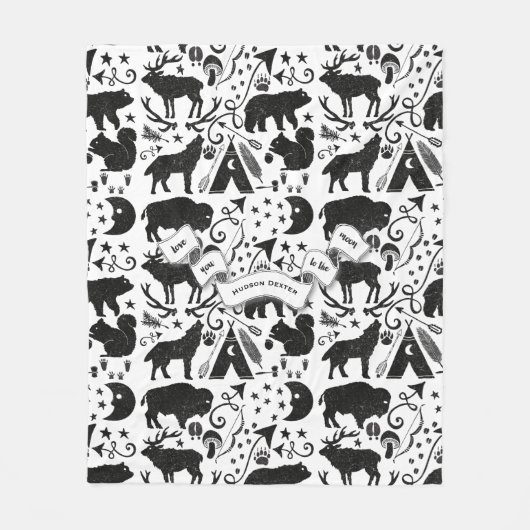 Couverture Polaire Buffalo, Tepee, Bows et flèches, Plumes Hatchets (Devant)