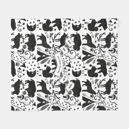 Couverture Polaire Buffalo, Tepee, Bows et flèches, Plumes Hatchets (Devant (Horizontal))