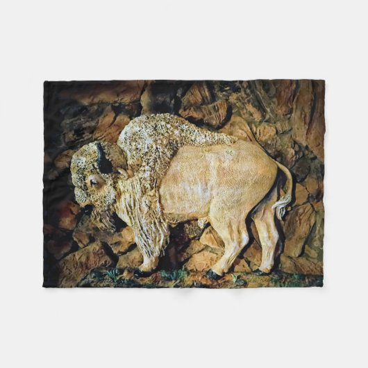 Couverture Polaire "Buffle Blanc" œuvre d'art originale (Devant (Horizontal))