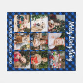 Couverture Polaire Buffle bleu de Noël Plaid 9 Photo Collage (Devant (Horizontal))