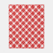 Couverture Polaire Buffle rouge et blanc planté avec des flocons de n (Devant)