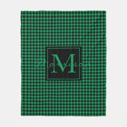 Couverture Polaire Buffle vert et noir Plaid Monogramme Custom (Devant)