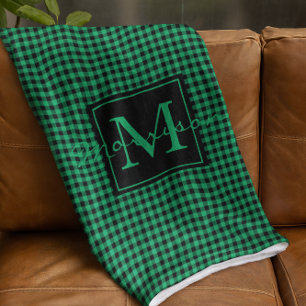 Couverture Polaire Buffle vert et noir Plaid Monogramme Custom