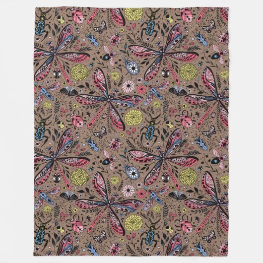 Couverture Polaire Bugs de Doodle sur mocha brown (Devant)