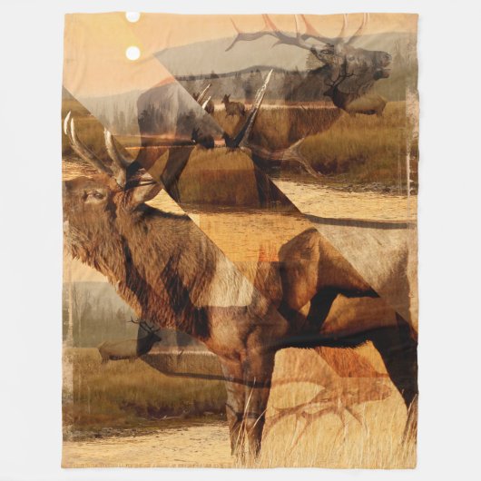 Couverture Polaire Bull Elk Sunrise Collage (Devant)