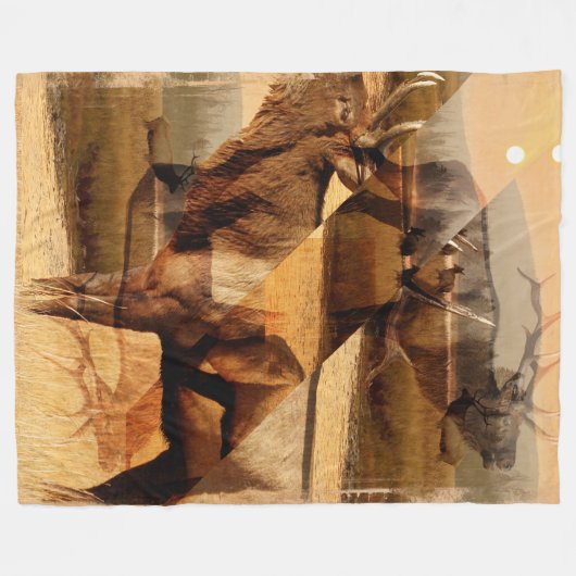 Couverture Polaire Bull Elk Sunrise Collage (Devant (Horizontal))
