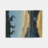 Couverture Polaire Bull Elks Silhouetté Poudre Lac Sunrise (Devant (Horizontal))