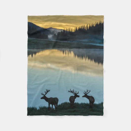Couverture Polaire Bull Elks Silhouetté Poudre Lac Sunrise (Devant)