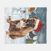 Couverture Polaire Bull Mastiff Chien hiver Merveilles pays Noël Joie (Devant (Horizontal))