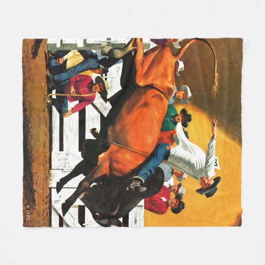 Couverture Polaire Bull Riding par Fred Ludekens (Devant (Horizontal))