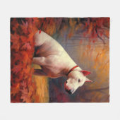 Couverture Polaire Bull Terrier à l'automne Leaves automne Inspire (Devant (Horizontal))