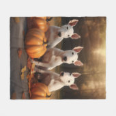 Couverture Polaire Bull Terrier Chiot Automne Citrouille de plaisir (Devant (Horizontal))