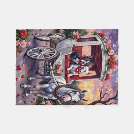 Couverture Polaire Bull Terrier Dog Valentine's Day (Devant (Horizontal))