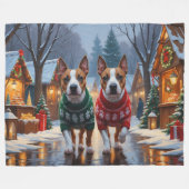 Couverture Polaire Bull Terrier Dogs Christmas Snow Holiday (Devant (Horizontal))
