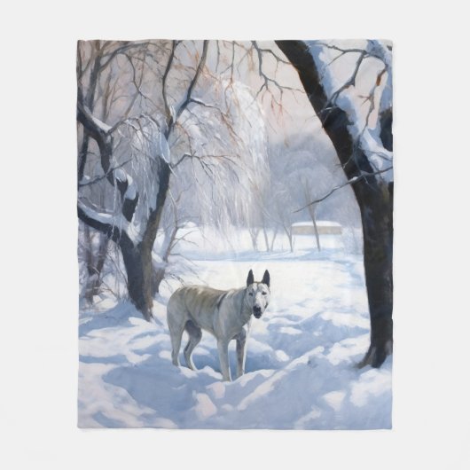 Couverture Polaire Bull Terrier Laisser neiger Noël (Devant)