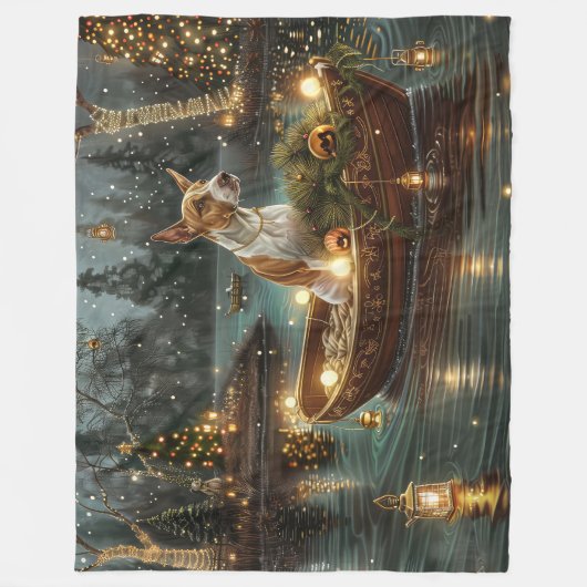 Couverture Polaire Bull Terrier Noël Festive Voyage (Devant)