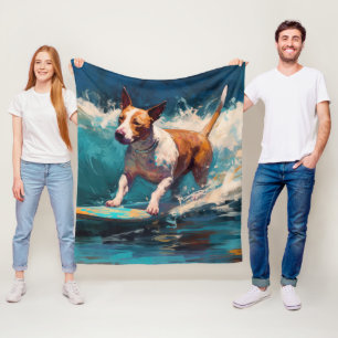Couverture Polaire Bull Terrier Plage Surf Peinture
