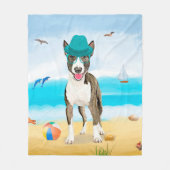 Couverture Polaire Bull Terrier sur la plage (Devant)