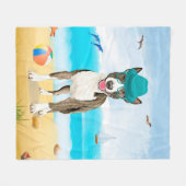 Couverture Polaire Bull Terrier sur la plage (Devant (Horizontal))