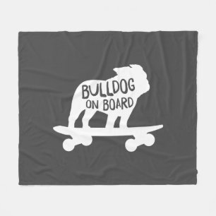 Couverture Polaire Bulldog à bord Chien de Skateboard Silhouette