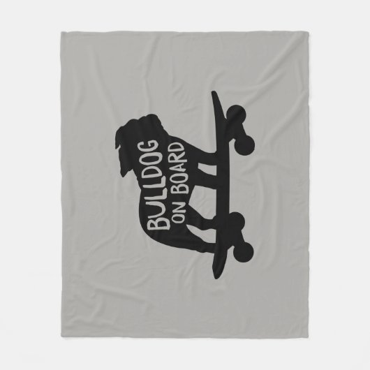 Couverture Polaire Bulldog à bord | Chien de Skateboard Silhouette (Devant)